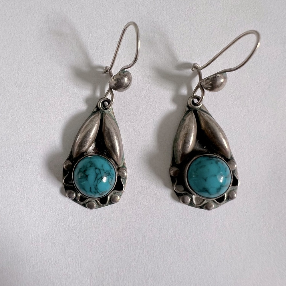 Vintage Sterling 925 Indian style dangle earrings